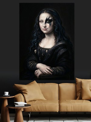 Tablomega Rock Yıldızı Tarzında Mona Lisa Dekoratif Kanvas - Mdf Ahşap Tablo
