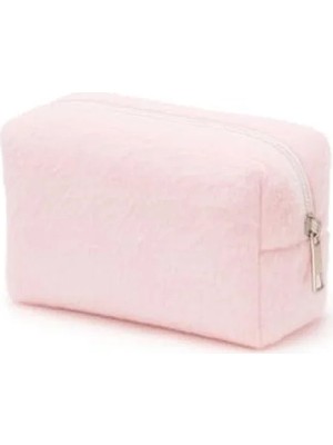 Die Grup Peluş Yumuşak Makyaj Çantası - Kozmetik Organizeri (Pembe)
