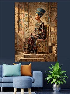 Tablomega Antik Mısır Kraliçesi Nefertiti Portresi Dekoratif Kanvas - Mdf Ahşap Tablo