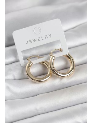 Renas Store Gold Renk Pirinç Halka 25 mm Kadın Küpe - TJ-BKP11757
