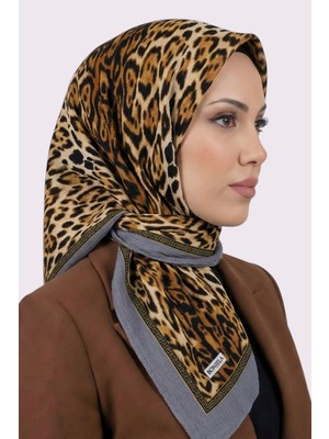 Hadiora Gri Leopar Desenli Mio Caz Eşarp