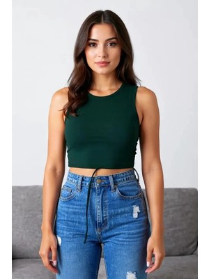 Luord - Store Kadın Yeşil Çapraz Bağlamalı Crop Top Büstiyer – Modern ve Şık Tasarım