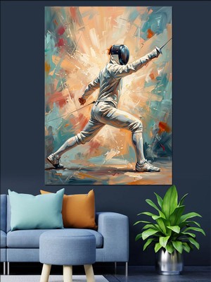 Tablomega Eskrim Yapan Sporcu Sanat Çizimi Dekoratif Kanvas - Mdf Ahşap Tablo