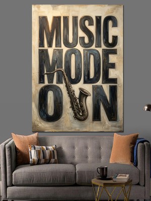 Tablomega Müzik Modu Açık Yazılı Poster Dekoratif Kanvas - Mdf Ahşap Tablo