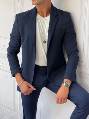 Modefendicom Slimfit Kalıp Pamuk Likra Ceket Pantolon Takım Elbise