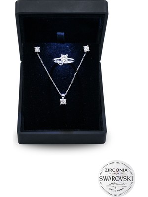Söğütlü Silver 925 Ayar Gümüş Set Özel Işıklı Mücevher Kutulu Birinci Kalite Zirkon Taşlı Tektaş Takı Seti - Kolye Küpe Yüzük Üçlü Takım