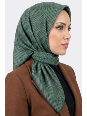 Hadiora Kadın Mint Çizgi Desenli Organik Pamuk Soft Eşarp