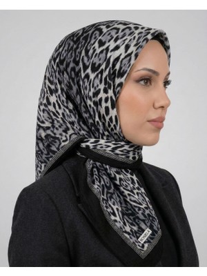 Hadiora Siyah Gri Leopar Desenli Mio Caz Eşarp