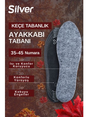 Silver Isı Koruyucu Keçe Ayakkabı Tabanlığı - Sıcak Tutan Kışlık Taban (35-45)