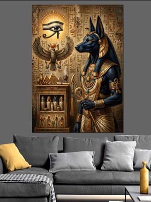 Tablomega Antik Mısır Tanrısı Anubis Portresi Dekoratif Kanvas - Mdf Ahşap Tablo