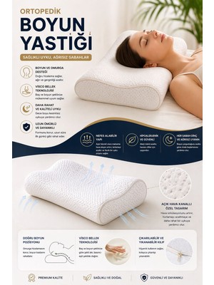 EpiRelax Premium Ortopedik Visco Boyun Yastığı Nefes Alabilen Ergonomik Uyku Yastığı