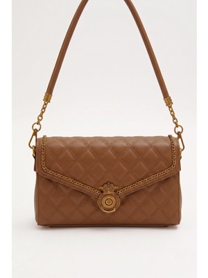 Lale Butik Levidor Premium Çift Bölmeli Çift Askılı Sert Deri Çanta 930663 Camel