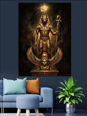 Tablomega Altın Zırhlı Antik Mısır Tanrısı Dekoratif Kanvas - Mdf Ahşap Tablo