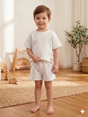 Elibaby Müslin %100 Pamuk Oversize Bebek Çocuk Takım