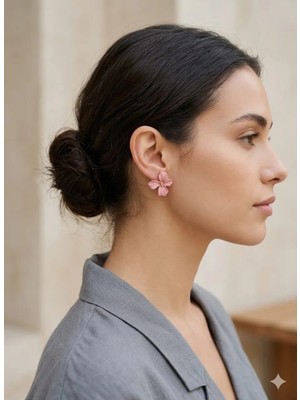 Tılsım Accesories Çiçek Küpe Pembe