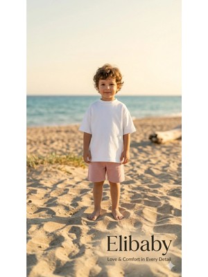 Elibaby Pamuklu Oversize Tok Kumaş Bebek Çocuk T-Shirt