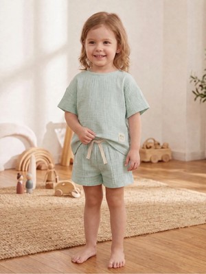 Elibaby Müslin %100 Pamuk Oversize Bebek Çocuk Takım