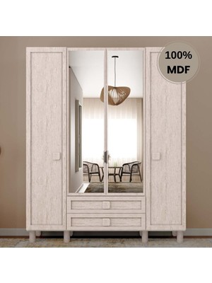 Comiet Nilüfer 4 Kapak Mdf Ayaklı Tasarım Gardırop