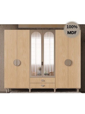 Comiet Ladin 6 Kapak Mdf Ayaklı Tasarım Gardırop