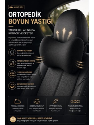 EpiRelax Ortopedik Araç Boyun Destek Yastığı Boyun ve Omurga Destekli Ayarlanabilir Lastik