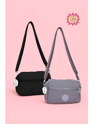 Westbag Kadın Çapraz Askılı Üç Gözlü Fermuarlı Krinkıl Günlük Omuz Çantası