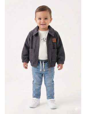 Mini Baray Erkek Kaşe Kot Pantolonlu 3 Lü Takım (9-12-18-24 Ay)