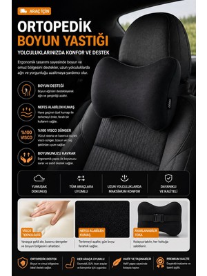 EpiRelax Ortopedik Araç Boyun Destek Yastığı Boyun ve Omurga Destekli Ayarlanabilir Lastik