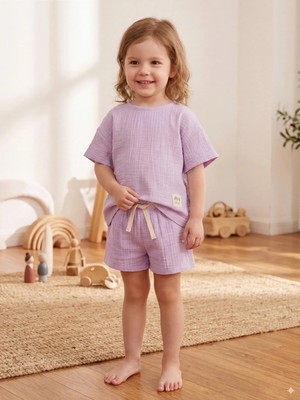 Elibaby Müslin %100 Pamuk Oversize Bebek Çocuk Takım