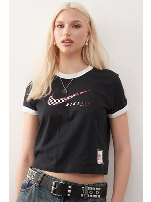 Nike Air Zoom Club Ss Tee Moto Rgr Womens Black Tshirt Kısa Kollu Kadın Tişört Siyah