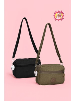 Westbag Kadın Çapraz Askılı Üç Gözlü Fermuarlı Krinkıl Günlük Omuz Çantası