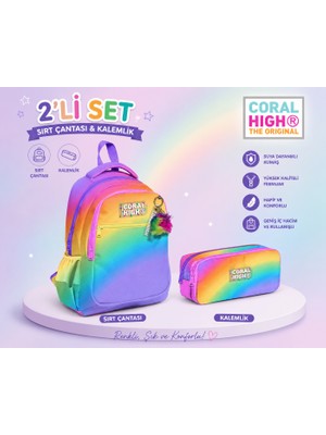 Coral High Renk Geçişli Üç Bölmeli Sırt Çantası 14425+ Kalemlik 12116