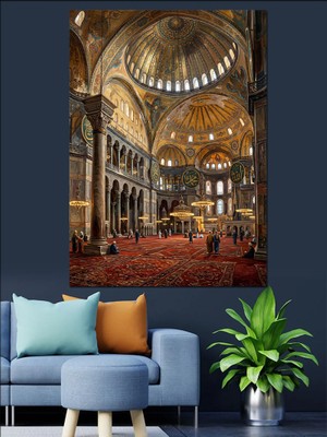 Artmeg Görkemli Ayasofya Camii Iç Mimari Dekoratif Kanvas - Mdf Ahşap Tablo
