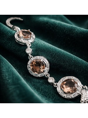 Jane Silver 925 Ayar Gümüş Zultanit ve Markazit Taşlı Yuvarlak Bileklik