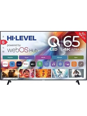 Hi-Level HL65QMN252SC-S Frameless 65" 165 Ekran Uydu Alıcılı  4K Ultra HD webOS Smart QLED TV