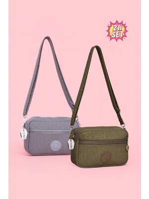 Westbag Kadın Çapraz Askılı Üç Gözlü Fermuarlı Krinkıl Günlük Omuz Çantası