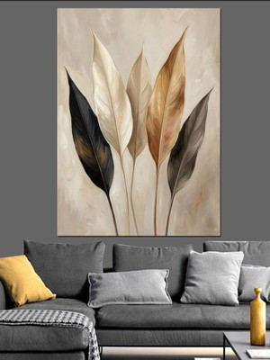 Artmeg Sonbahar Renkli Yapraklar Modern Sanat Dekoratif Kanvas - Mdf Ahşap Tablo