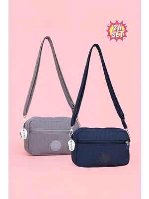 Westbag Kadın Çapraz Askılı Üç Gözlü Fermuarlı Krinkıl Günlük Omuz Çantası