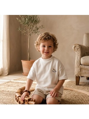 Elibaby Pamuklu Oversize Tok Kumaş Bebek Çocuk T-Shirt