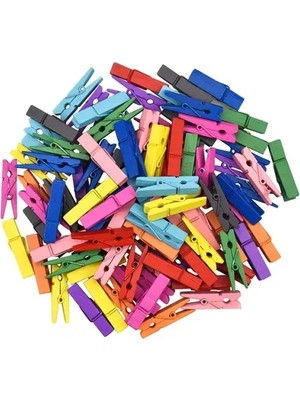 Luord-Store 50'li Renkli Ahşap Mandal Seti (3.5 Cm)