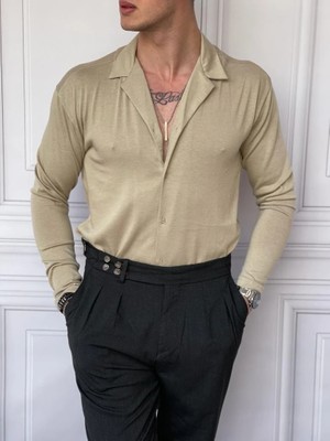 Modefendicom Slim Fit %100 Pamuk Triko Kumaş Gömlek