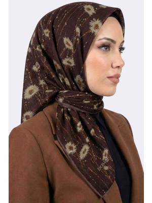 Hadiora Bordo Çiçek Desenli Organik Pamuk Soft Eşarp