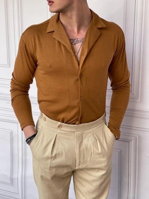Modefendicom Slim Fit %100 Pamuk Triko Kumaş Gömlek