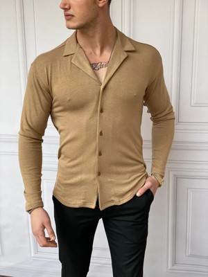 Modefendicom Slim Fit %100 Pamuk Triko Kumaş Gömlek