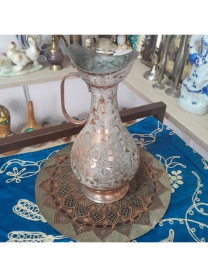 Sadrazam Antik Antika Bakır Sürahi ve Tabak