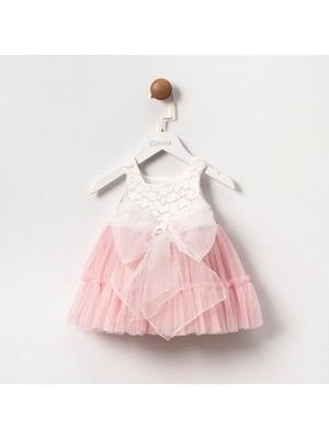 Butik Kız Bebek Pamuklu Tütülü Fiyonk Detaylı Elbise Özel Gün Elbise - Doğumgünü Elbisesi