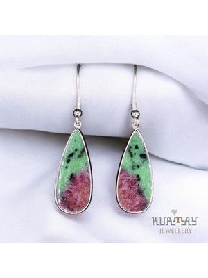 KURTAY JEWELLERY Rubyzoisite Taşlı Gümüş Küpe