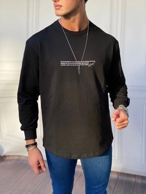 Modefendicom Yarım Oversize Yazı Detaylı Sweat