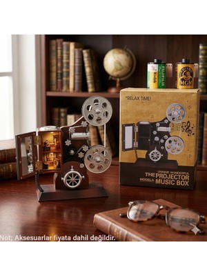 Direkstoktan Nostaljik Sinema Projektörü Tasarımlı Kurmalı Müzik Kutusu ve Takı Aksesuar Kutusu / The Projector Music Box