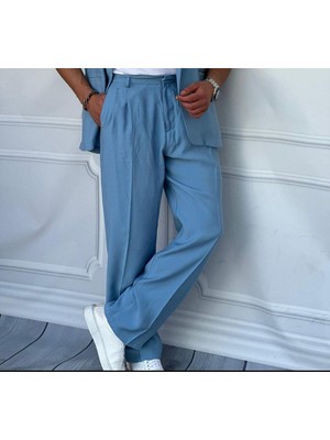 Modefendicom Ermanno %100 Pamuk Keten Baggy Pileli Pantolon