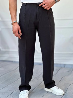 Modefendicom Ermanno %100 Pamuk Keten Baggy Pileli Pantolon